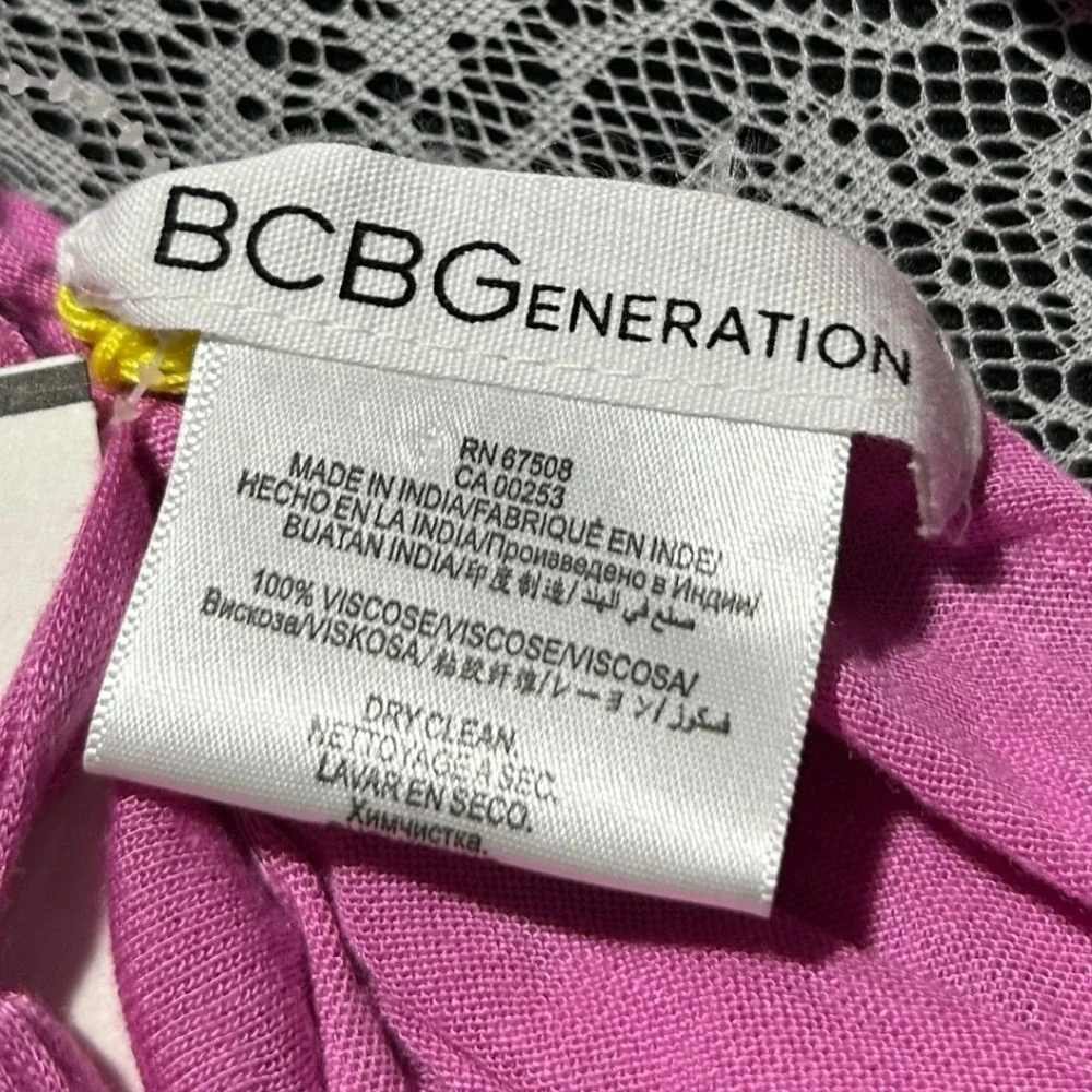 BCBGeneration Infinity Scarf Pink Knotted Fringe Boho Lightweight Barbiecore